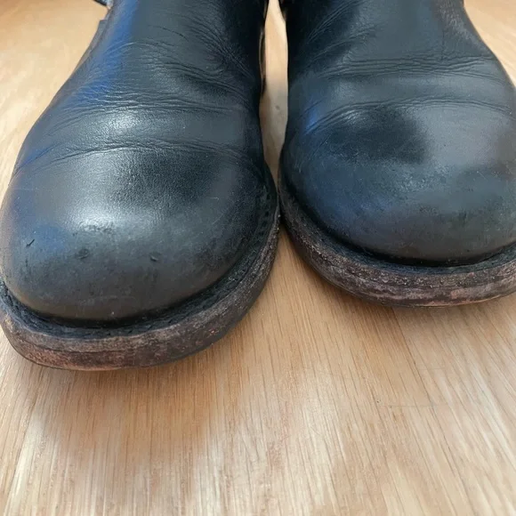 FRYE Veronica VTG BLACK LEATHER Shortie Boots Size 8 - Picture 15 of 16